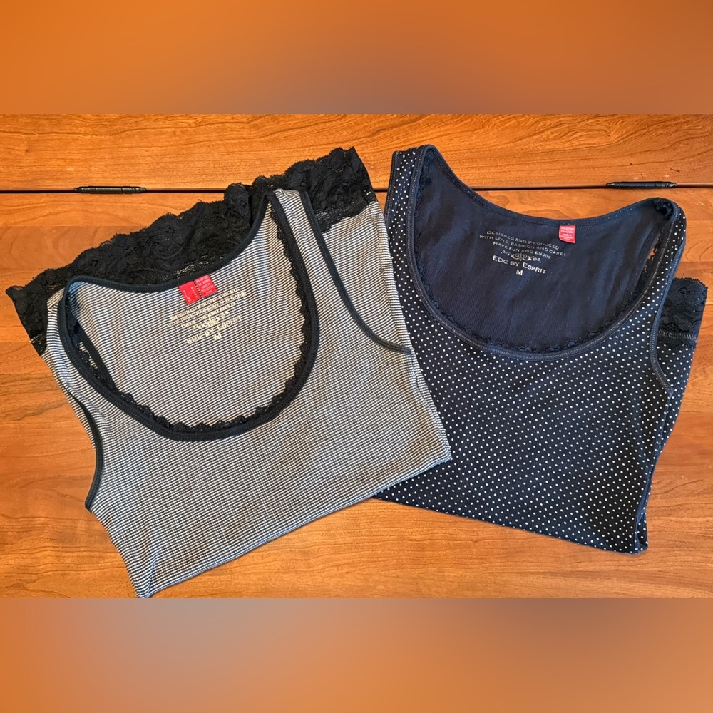 edc by Esprit Women’s Black & Navy Tanks